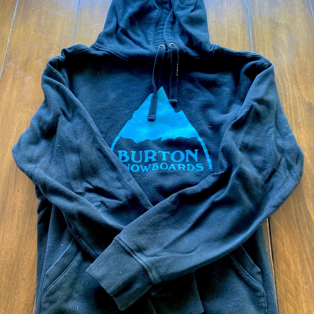Burton Snow boards black hoodie with teal print